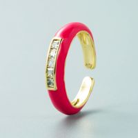 Fashion Single Copper Micro-inlaid Color Zircon Dripping Oil Ring sku image 7