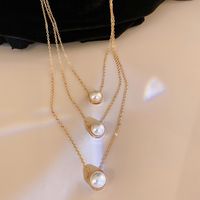 Korean Retro Multi-layer Pearl Necklace Clavicle Chain main image 1