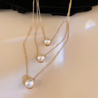 Korean Retro Multi-layer Pearl Necklace Clavicle Chain main image 4