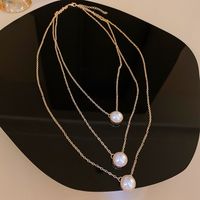 Korean Retro Multi-layer Pearl Necklace Clavicle Chain main image 5