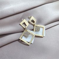 Fashion Geometric New Metal Hollow Inlaid Rhinestone Earrings sku image 1