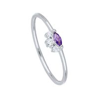 European And American Copper-plated 18k Real Gold Inlaid Purple Zircon Simple Tail Ring sku image 4