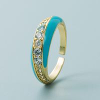 Bague De Couleur Réglable Avec Ouverture Goutte À Goutte En Cuivre Vintage Micro-set Zircon sku image 5