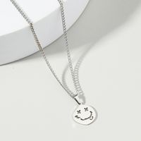 European And American Retro Round Brand Smiley Face Necklace Stainless Steel Clothing Accessories sku image 1