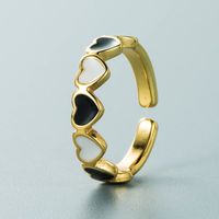 Simple Copper Color Drop Oil Heart Open Adjustable Ring main image 3