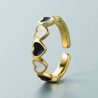 Simple Copper Color Drop Oil Heart Open Adjustable Ring main image 4