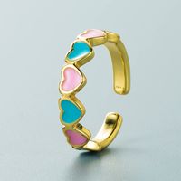 Simple Copper Color Drop Oil Heart Open Adjustable Ring main image 5