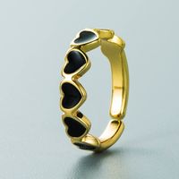 Simple Copper Color Drop Oil Heart Open Adjustable Ring main image 6