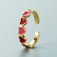 Simple Copper Color Drop Oil Heart Open Adjustable Ring sku image 2