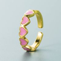 Simple Copper Color Drop Oil Heart Open Adjustable Ring sku image 7