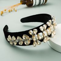 New  High-end Black Gold Velvet Floral  Wide-sided Super Flash Full Drill Headband sku image 4