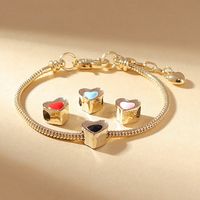 European And American Oil Drop Creative Peach Heart Copper ​bracelet Set main image 1