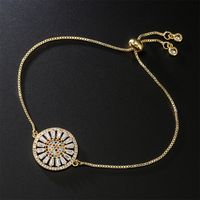 Fashion Zircon Disc Devil's Eye Geometric Gold Bracelet With Adjustable Pull main image 3