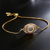 Fashion Zircon Disc Devil's Eye Geometric Gold Bracelet With Adjustable Pull main image 4