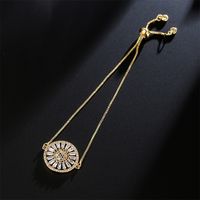 Fashion Zircon Disc Devil's Eye Geometric Gold Bracelet With Adjustable Pull main image 5