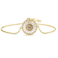Fashion Zircon Disc Devil's Eye Geometric Gold Bracelet With Adjustable Pull main image 6