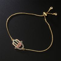 European And American New Oil Dripping Copper Micro-inlaid Zircon Lucky Palm Bracelet main image 3