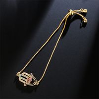 European And American New Oil Dripping Copper Micro-inlaid Zircon Lucky Palm Bracelet main image 5