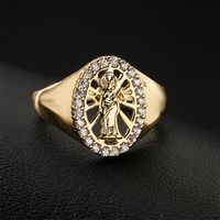 Europe And America Hot Sale New Copper-plated Gold Religious Jewelry Virgin Mary Open Ring main image 4
