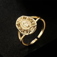 Europe And America Hot Sale New Copper-plated Gold Religious Jewelry Virgin Mary Open Ring main image 2