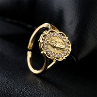 Europe And America Hot Sale New Copper-plated Gold Religious Jewelry Virgin Mary Open Ring main image 5