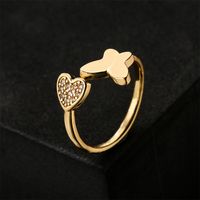 New Simple Golden Personality Open Ring Copper Micro-inlaid Zircon Jewelry main image 4