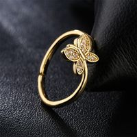 Neue Einfache Goldene Persönlichkeit Offener Ring Aus Kupfer Mit Mikro-intarsien-zirkon-schmuck main image 5