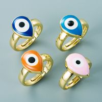 Devil's Eye Personality Creative Color Oil Drop Rings Copper Gold-plated Open Couple Rings main image 1