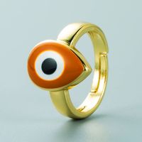 Devil's Eye Personality Creative Color Oil Drop Rings Copper Gold-plated Open Couple Rings main image 3