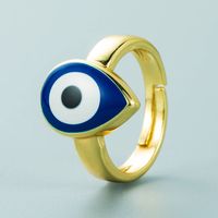 Devil's Eye Personality Creative Color Oil Drop Rings Copper Gold-plated Open Couple Rings main image 5