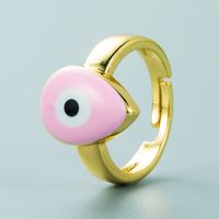 Devil's Eye Personality Creative Color Oil Drop Rings Copper Gold-plated Open Couple Rings main image 6