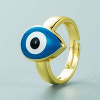 Devil's Eye Personality Creative Color Oil Drop Rings Copper Gold-plated Open Couple Rings main image 7