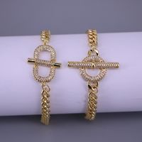 Hip Hop Gold-plated Diamond Cuban Bracelet Cross-border Cold Wind Bracelet main image 4