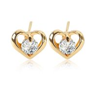 Simple Heart Fashion Metal Zircon Heart Copper Earrings main image 6