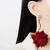 Immortel Fleur Rose Boucles D'oreilles Tempérament Grandes Boucles D'oreilles main image 3