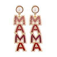 New Exaggerated Simple Pearl Rhinestone Letters Mama Earrings main image 1