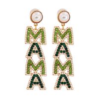 New Exaggerated Simple Pearl Rhinestone Letters Mama Earrings main image 3