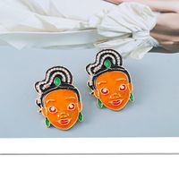 Ins Style Personality Cartoon Character Portrait Earrings Fashion Drip Oil Earrings Wholesale main image 5