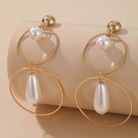 Fashion Ol Earrings Pearl Pendant Geometric Alloy Ring Earrings main image 3