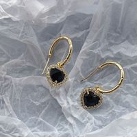 Fashion Exquisite Black Heart Zircon Earrings main image 2