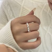 New Niche Design Simple Geometric Square Beaded Rotatable Plain Ring Fashion Personality Open Ring main image 1