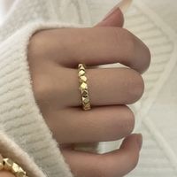 New Niche Design Simple Geometric Square Beaded Rotatable Plain Ring Fashion Personality Open Ring main image 3
