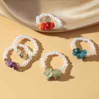 Pearl Stone Beaded Resin Ring Five-piece Rings Hand Jewelry Set main image 3