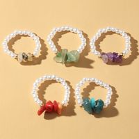 Pearl Stone Beaded Resin Ring Five-piece Rings Hand Jewelry Set main image 5