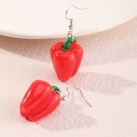 Creative Red Pepper Funny Personality Vegetable Ear Hook Earrings main image 3