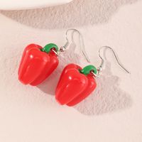 Creative Red Pepper Funny Personality Vegetable Ear Hook Earrings main image 5