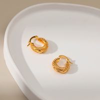 Retro Round Mini Copper Rhomboid Design Grainy Earrings main image 5