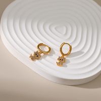New Cat Earrings With Zircon Inlaid European And American 18k Gold Plated Animal Design Earrings Wholesale main image 4