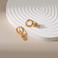 New Cat Earrings With Zircon Inlaid European And American 18k Gold Plated Animal Design Earrings Wholesale main image 5