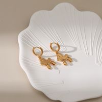 Three-dimensional Carousel Horse Pendant Earrings18k Gold Cute Small Animal Copper Earrings main image 3